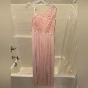 Petal-Pink Long Formal Dress w/ Lace